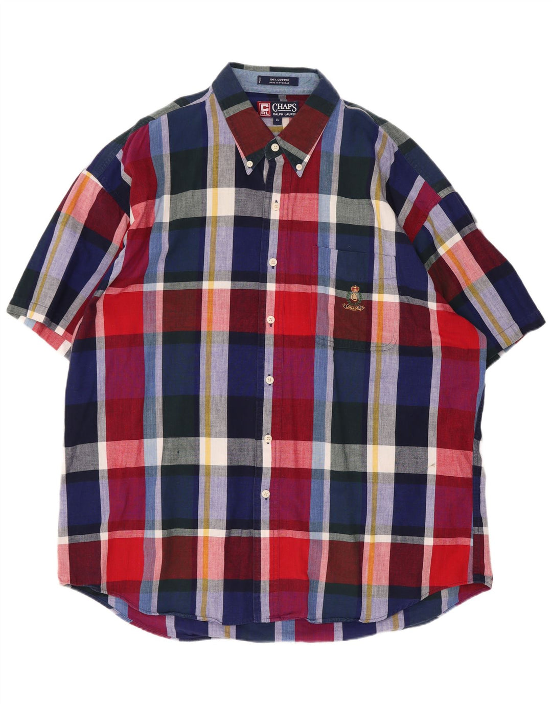 Męska koszula z krótkim rękawem Chaps Ralph Lauren XL w wielobarwną kratkę, bawełniana