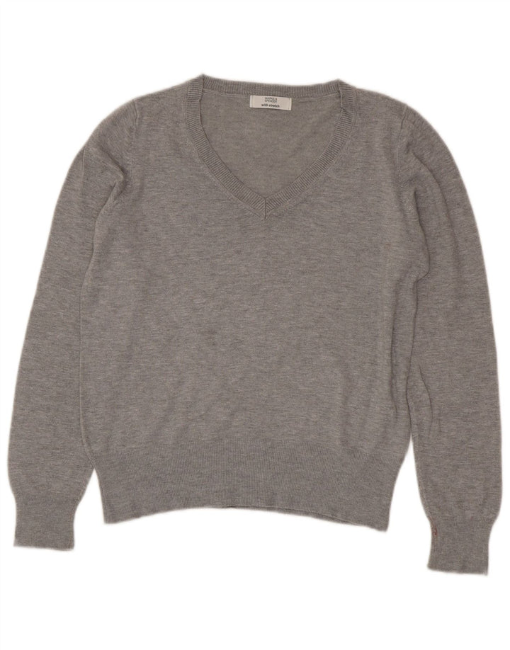 Marks & Spencer Damski sweter z dekoltem w kształcie litery V, UK 14, średni szary