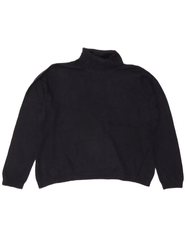 RALPH LAUREN Damski sweter z golfem UK 20 2XL Granatowy jedwab