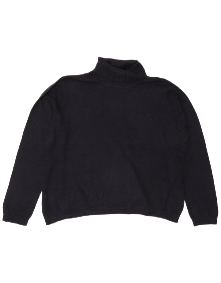 RALPH LAUREN Damski sweter z golfem UK 20 2XL Granatowy jedwab