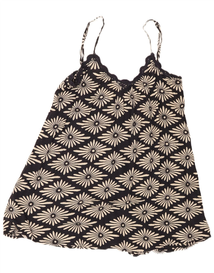 Damski top na ramiączkach Volcom UK 14, duży, czarny, w kwiaty, wiskoza