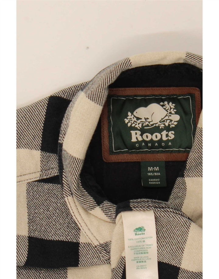 Damska koszula flanelowa Roots Canada UK 14, średnia czarna bawełniana kratka