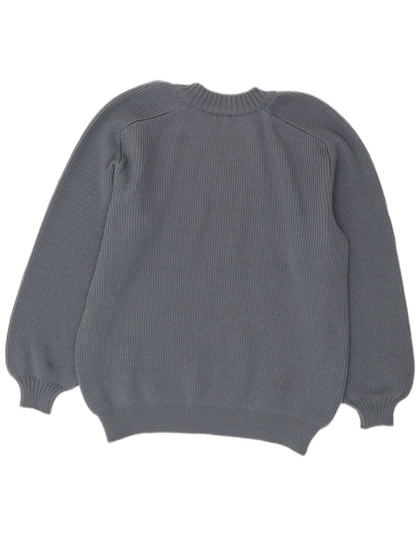 Sweter męski z okrągłym dekoltem w stylu vintage IT 58 3XL Szara dziewicza wełna