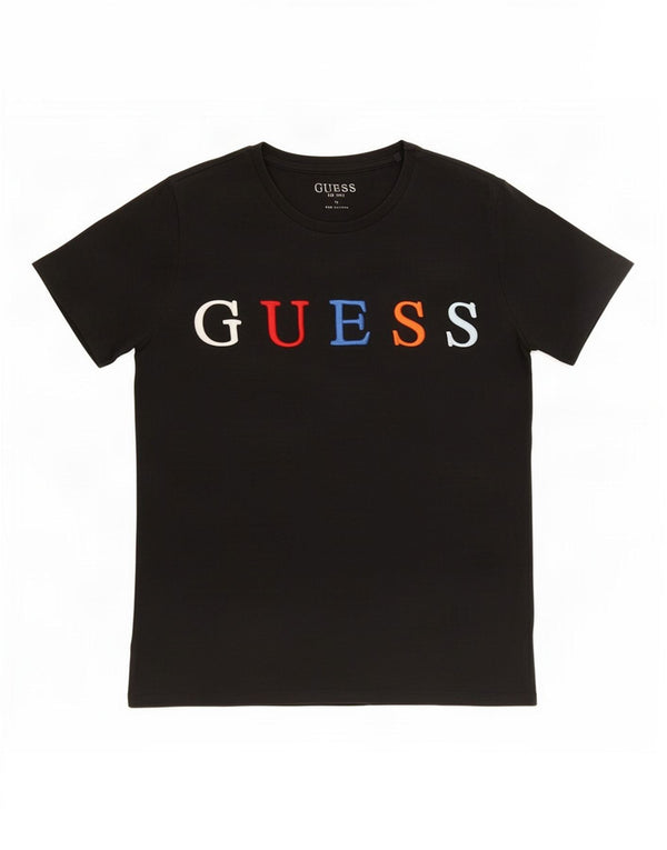 Chłopięcy T-shirt z grafiką Guess, 9-10 lat, czarna bawełna