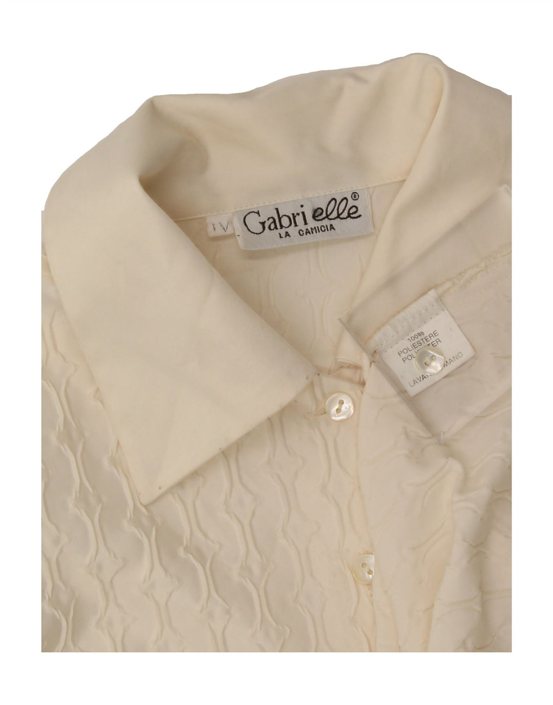 VINTAGE Womens Shirt Blouse UK 16 Large Off White Geometric Polyester Vintage Vintage and Second-Hand Vintage from Messina Hembry 