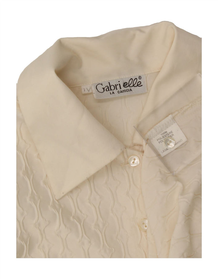 VINTAGE Womens Shirt Blouse UK 16 Large Off White Geometric Polyester Vintage Vintage and Second-Hand Vintage from Messina Hembry 