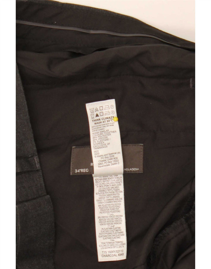 Męskie spodnie garniturowe Marks & Spencer o regularnym kroju W34 L31 Szary poliester