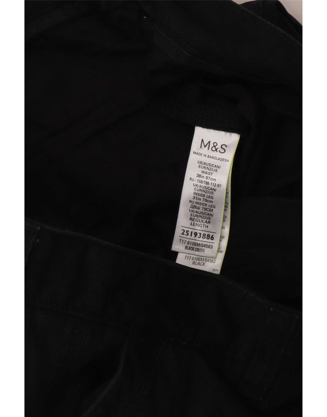 Marks & Spencer Męskie proste spodnie cargo W38 L31 Czarne bawełniane