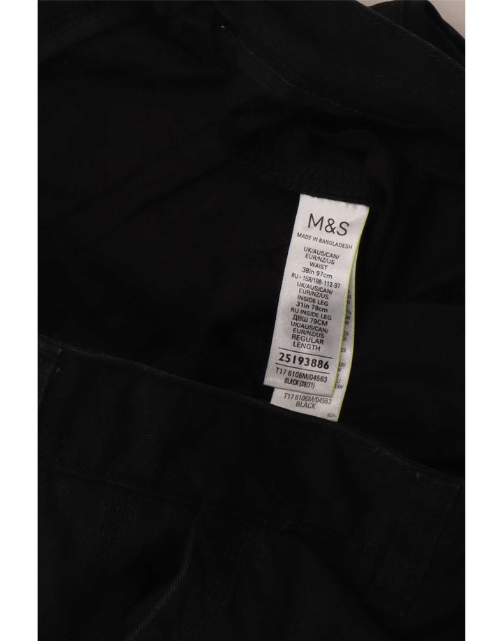 Marks & Spencer Męskie proste spodnie cargo W38 L31 Czarne bawełniane