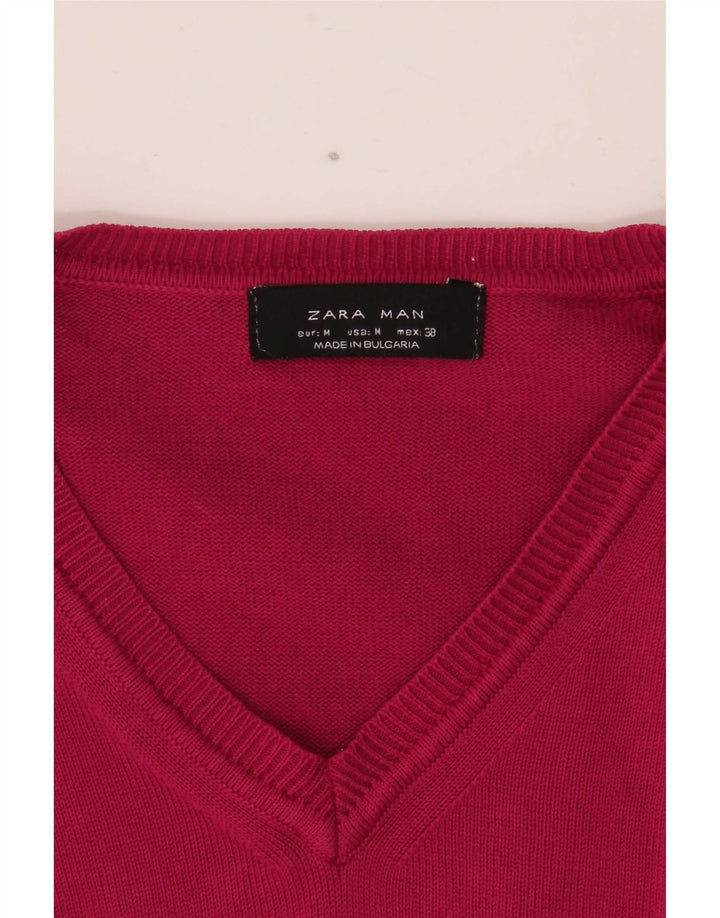 Męski sweter Zara z dekoltem w kształcie litery V, średnio różowy