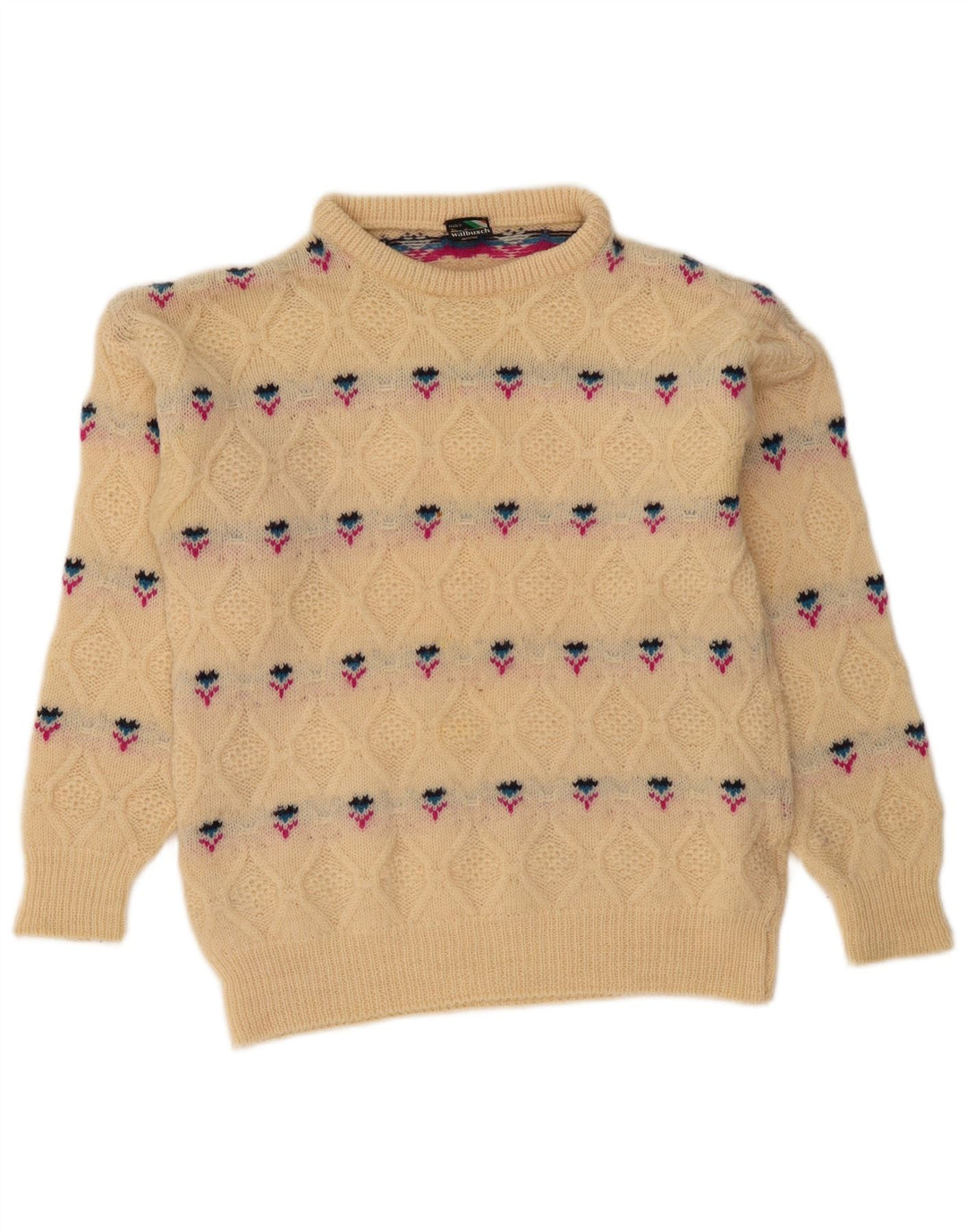 Damski sweter z golfem WALBUSCH UK 16 Large Beige Fair Isle