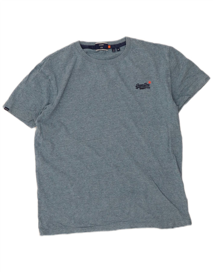 SUPERDRY Męski T-shirt Top Średnioniebieski, bawełniany w cętki