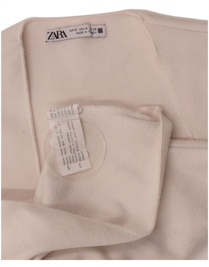 Damska krótka bluzka bez rękawów Zara UK 8 Small, biała wiskoza