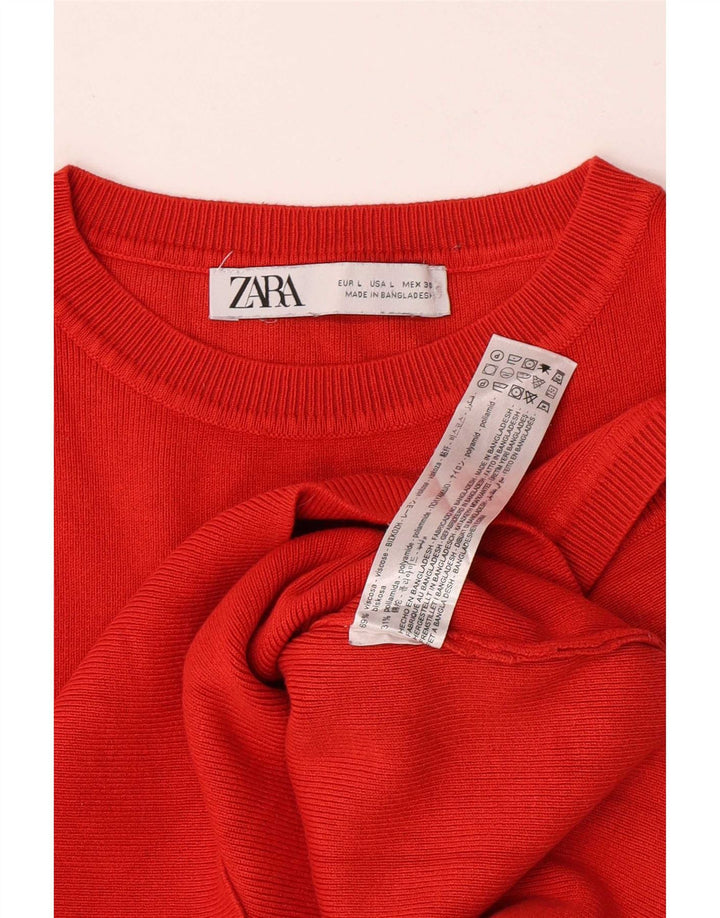 Damski krótki top Zara UK 14 Large Red Viscose