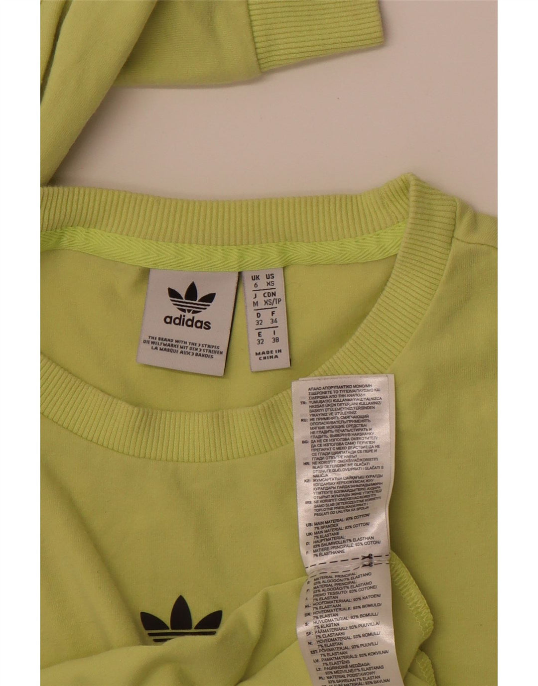 Damski top ADIDAS z grafiką, długim rękawem, UK 6 XS, zielony, bawełniany