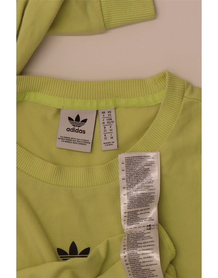 Damski top ADIDAS z grafiką, długim rękawem, UK 6 XS, zielony, bawełniany