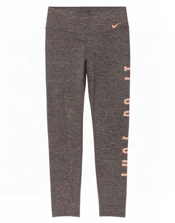 Nike Womens Graphic Leggings UK 12 Medium Grey Flecked Polyester