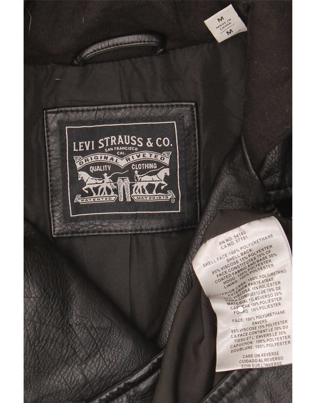 Damska kurtka motocyklowa Levi's z kapturem i sztuczną skórą UK 12, średnia czarna