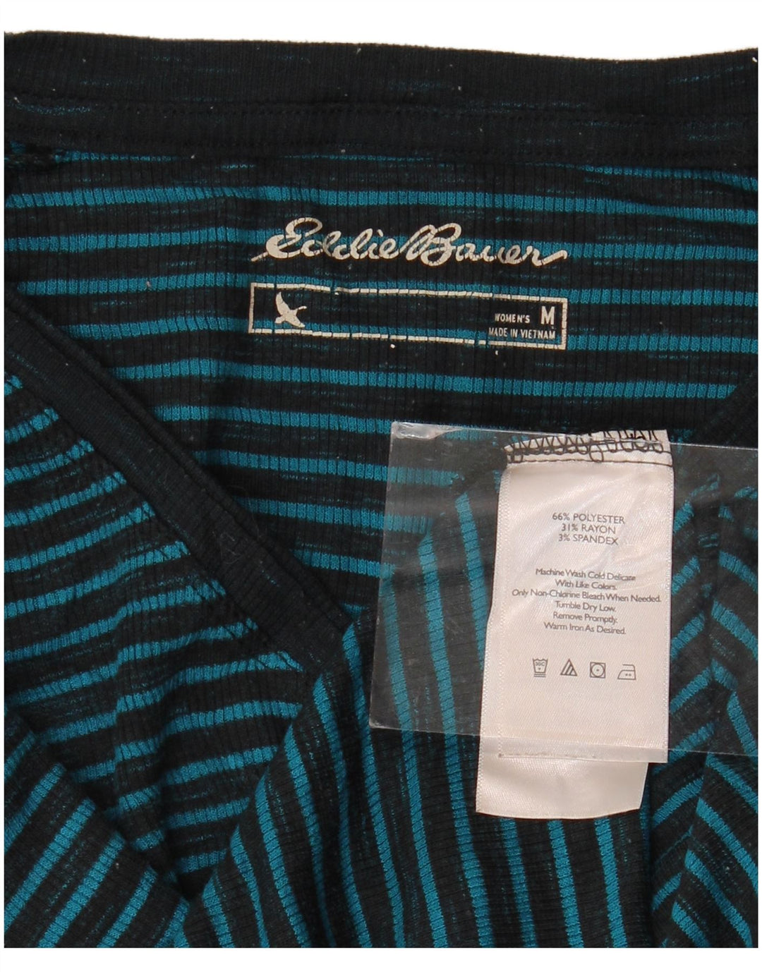 EDDIE BAUER Damski top z długim rękawem, UK 14, poliester w średnie niebieskie paski