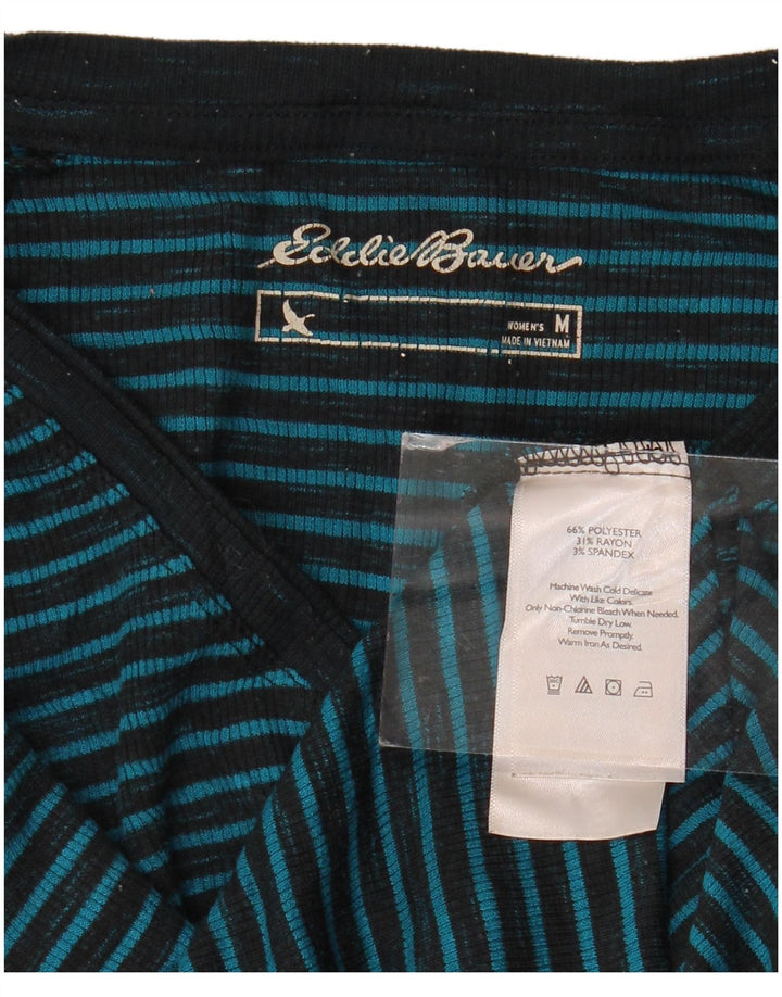 EDDIE BAUER Damski top z długim rękawem, UK 14, poliester w średnie niebieskie paski