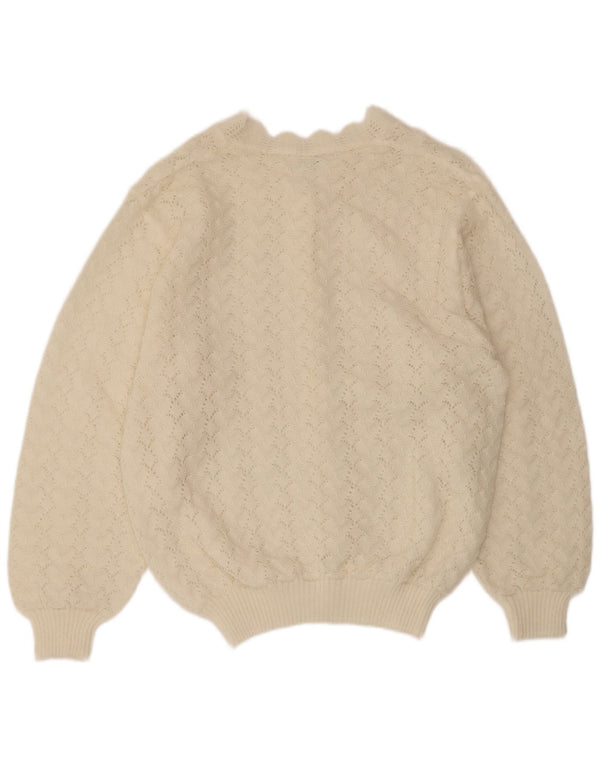 Sweter damski w stylu vintage, UK 16, duży, złamany biały, poliakryl