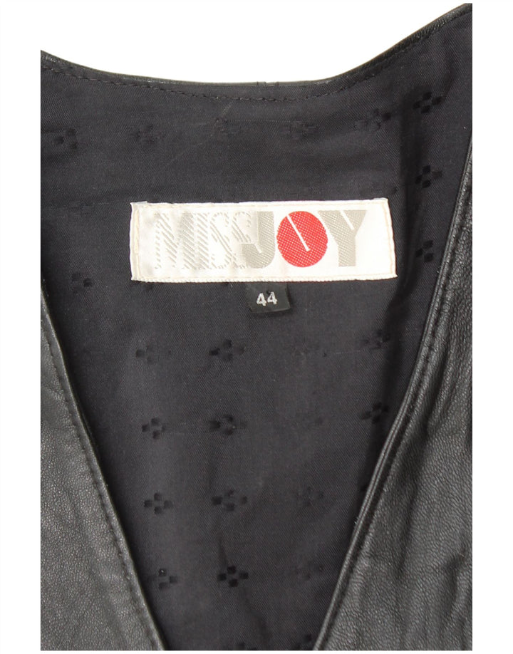 MISS JOY Womens Leather Waistcoat IT 44 Medium Black