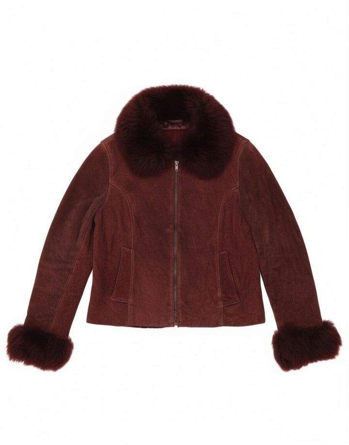 Vintage damska kurtka Sherpa UK 10 Small Burgund