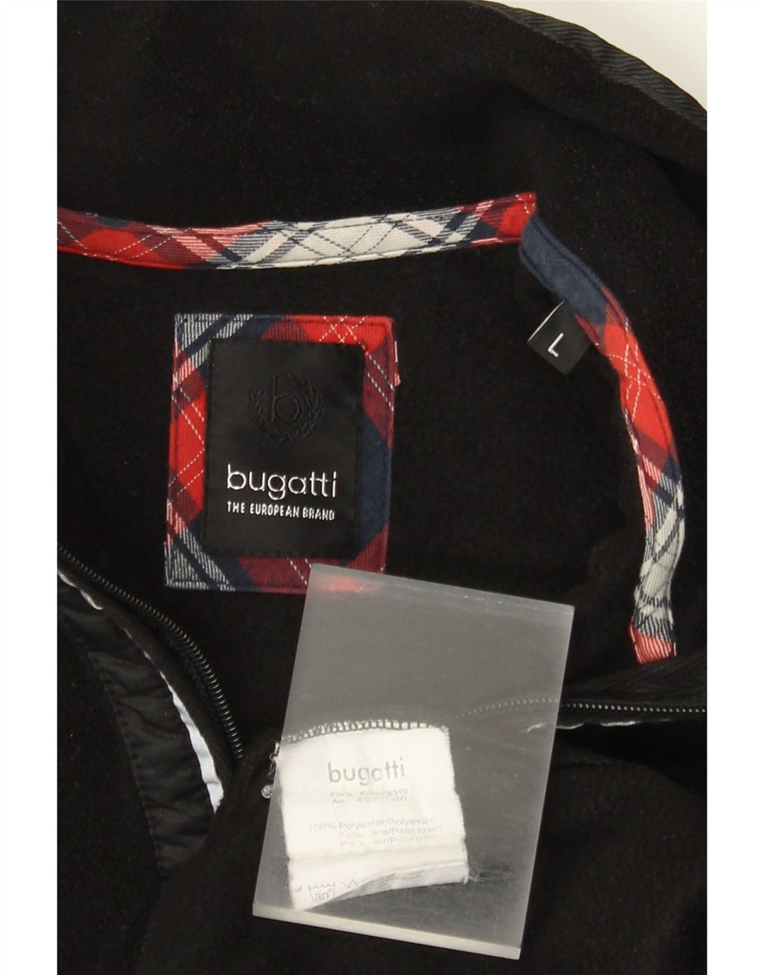 Bugatti Męski sweter polarowy z zamkiem błyskawicznym, duży, czarny poliester
