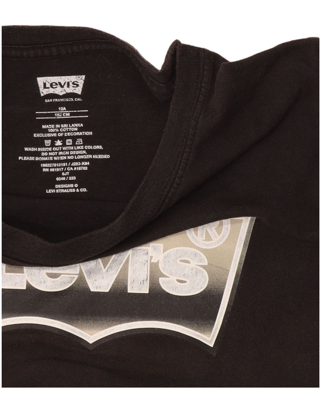 Chłopięcy T-shirt z grafiką Levi's, 11-12 lat, czarna bawełna