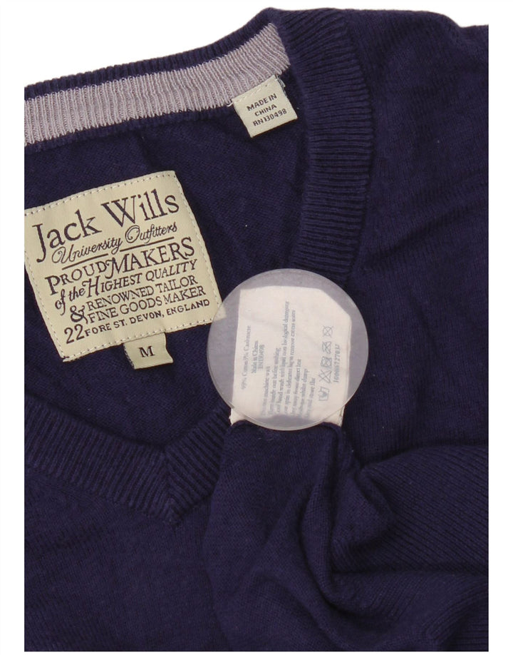 Jack Wills Męski sweter z dekoltem w kształcie litery V, średniofioletowy, bawełniany