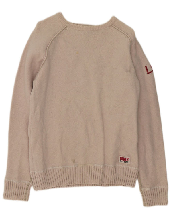 Damski sweter Levi's z dekoltem w łódkę UK 14, duży, beżowy, wełniany