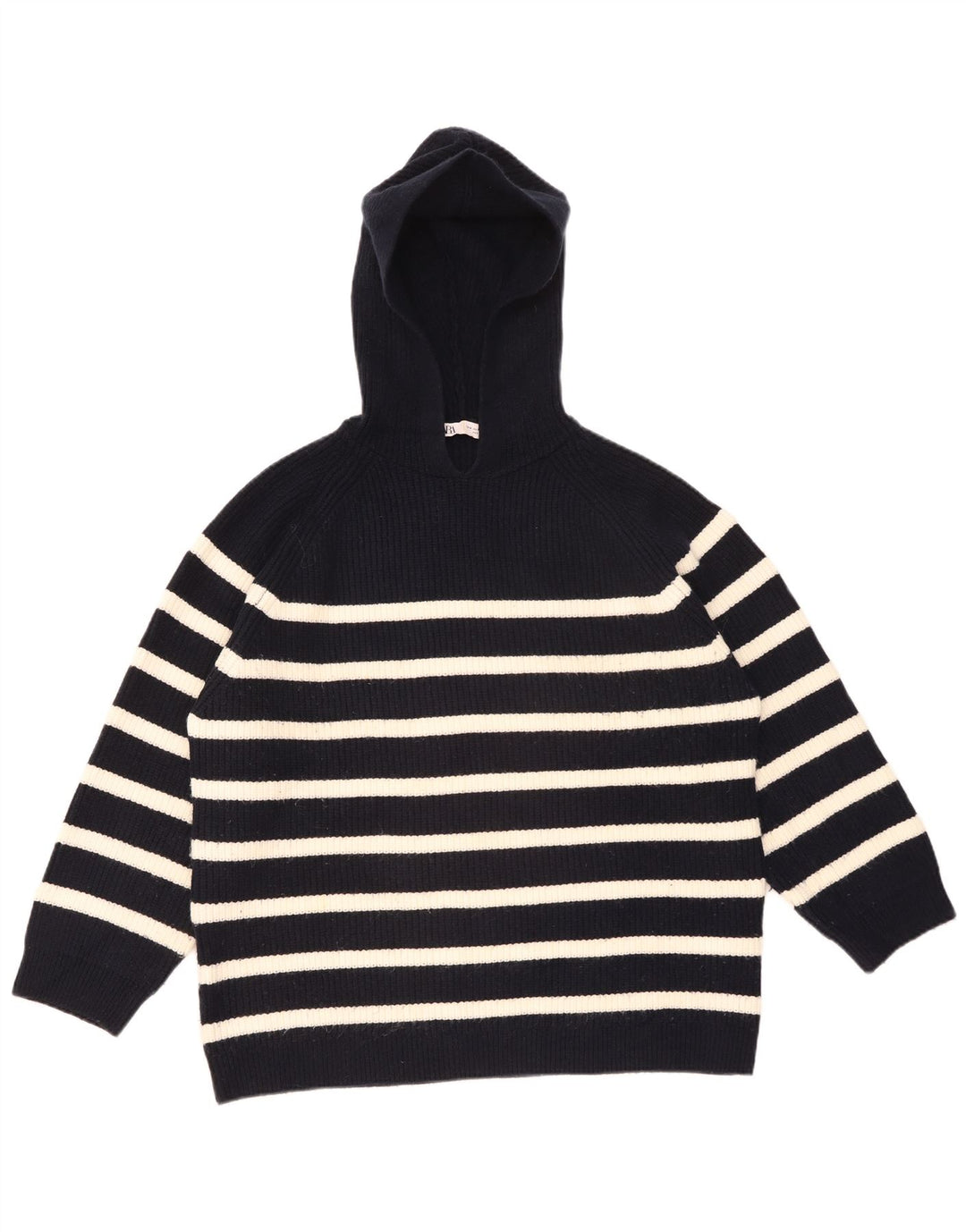 Damski sweter oversize z kapturem Zara UK 14, średnie czarne paski