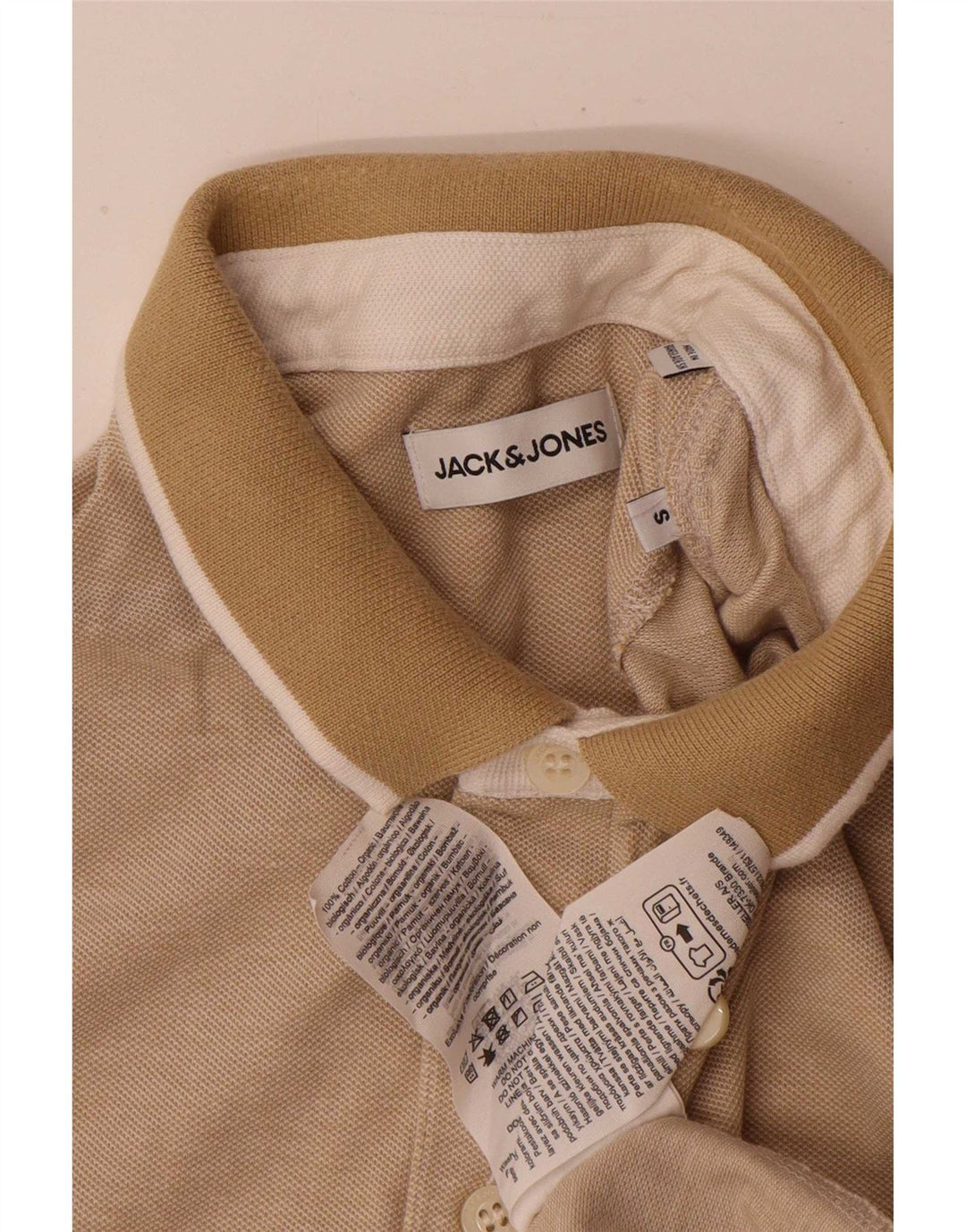 Męska koszulka polo Jack & Jones, mała, beżowa, bawełniana