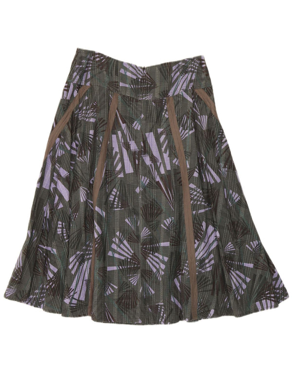 Damska spódnica o linii A Fat Face UK 12 Medium W32 Zielona geometryczna bawełna