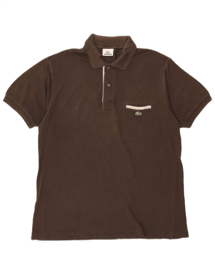 Męska koszulka polo Lacoste, rozmiar 5, duża, brązowa, bawełniana
