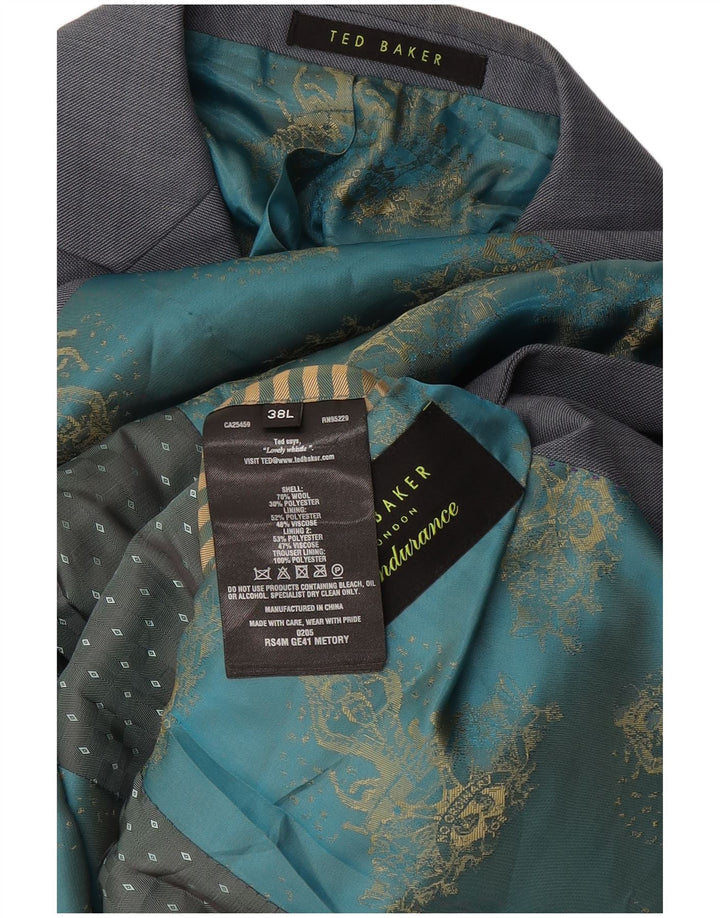 Męska marynarka zapinana na 2 guziki Ted Baker UK 38 Średnioszara wełna