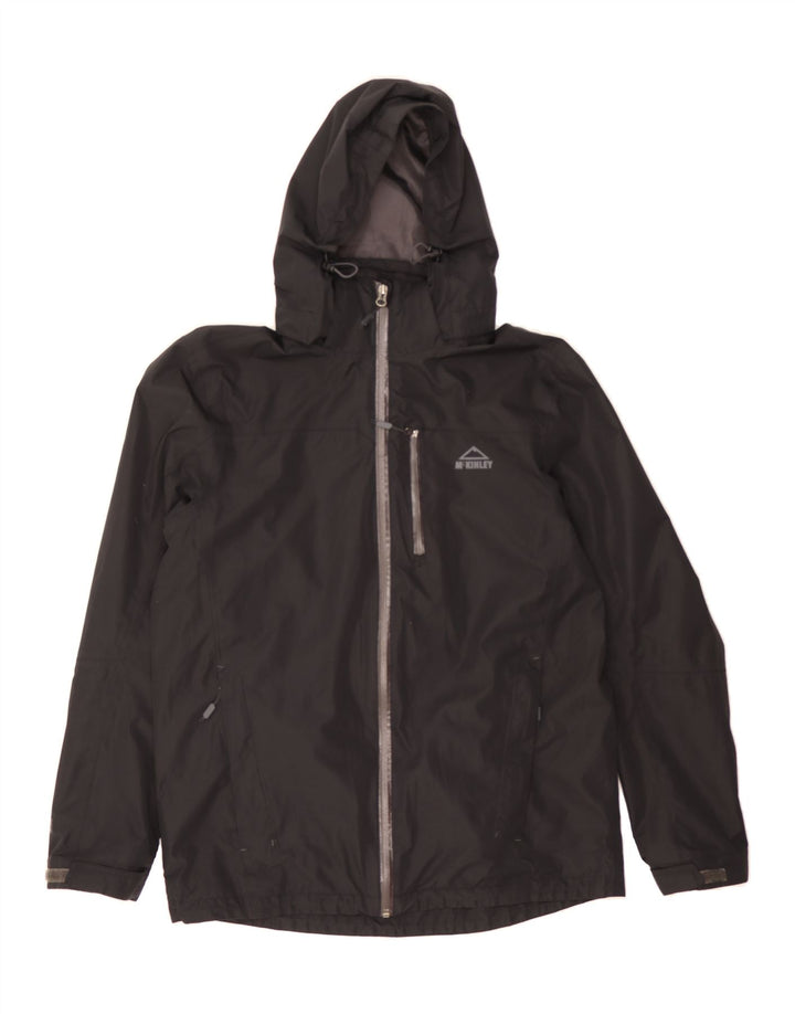 MC KINLEY Mens Hooded Rain Jacket UK 42 Large Black Vintage MC Kinley and Second-Hand MC Kinley from Messina Hembry 