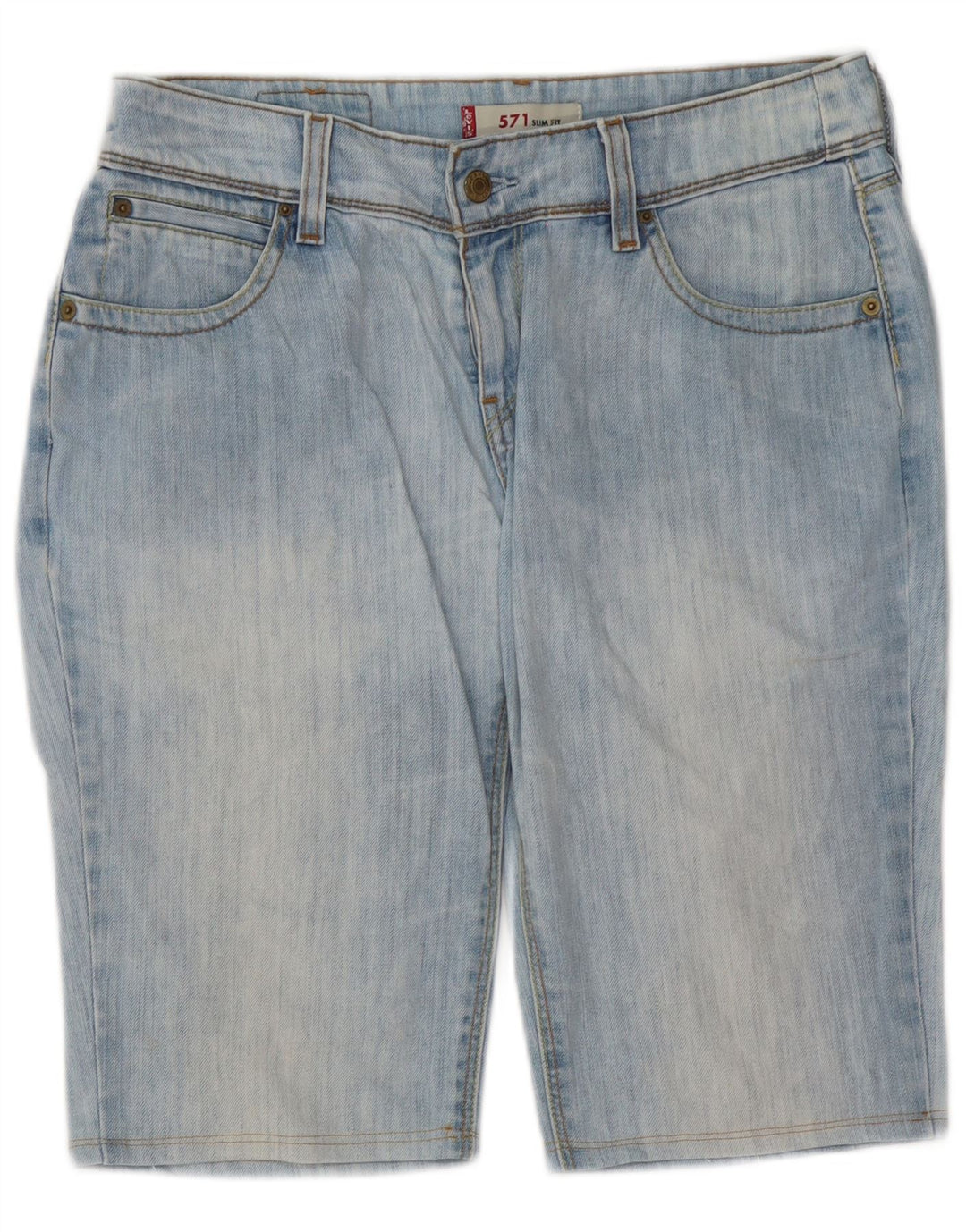 Damskie spodenki jeansowe Levi's 571 Slim Fit W31 Średnioniebieskie bawełniane