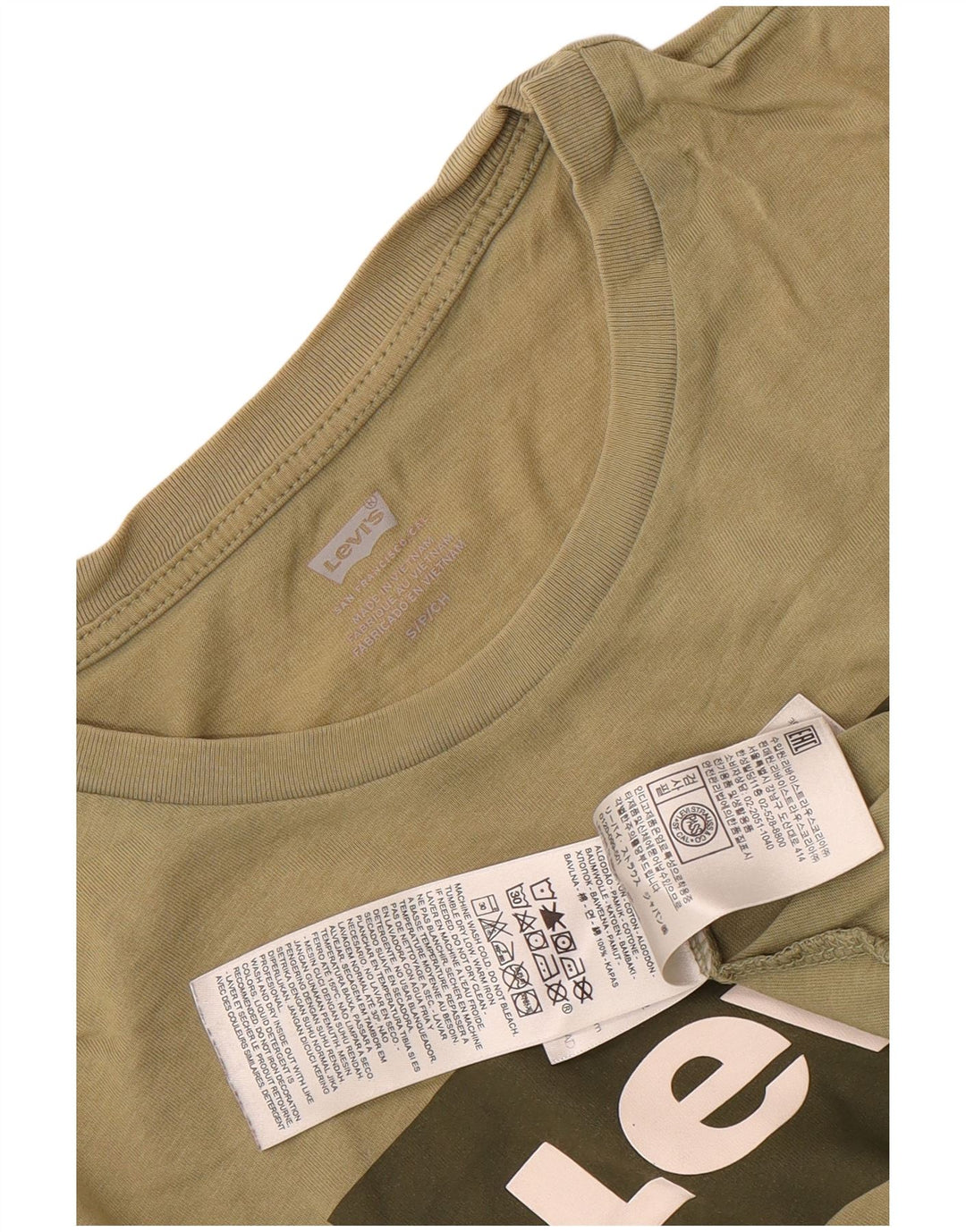 Męski T-shirt z grafiką Levi's, mały, bawełniany khaki