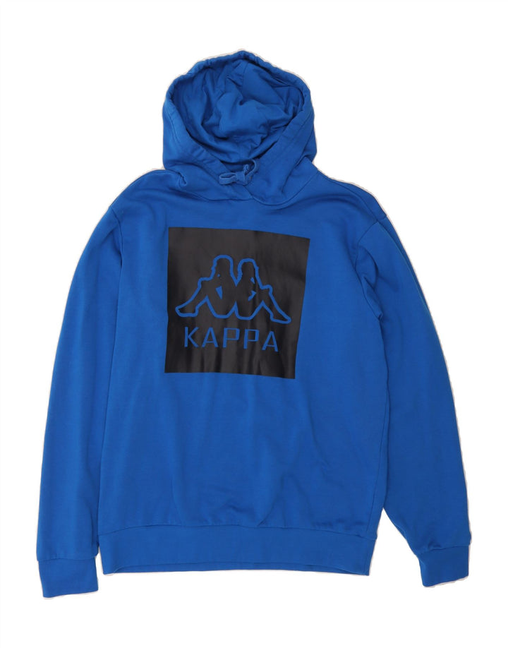 KAPPA Mens Graphic Hoodie Jumper Large Blue Cotton Vintage Kappa and Second-Hand Kappa from Messina Hembry 