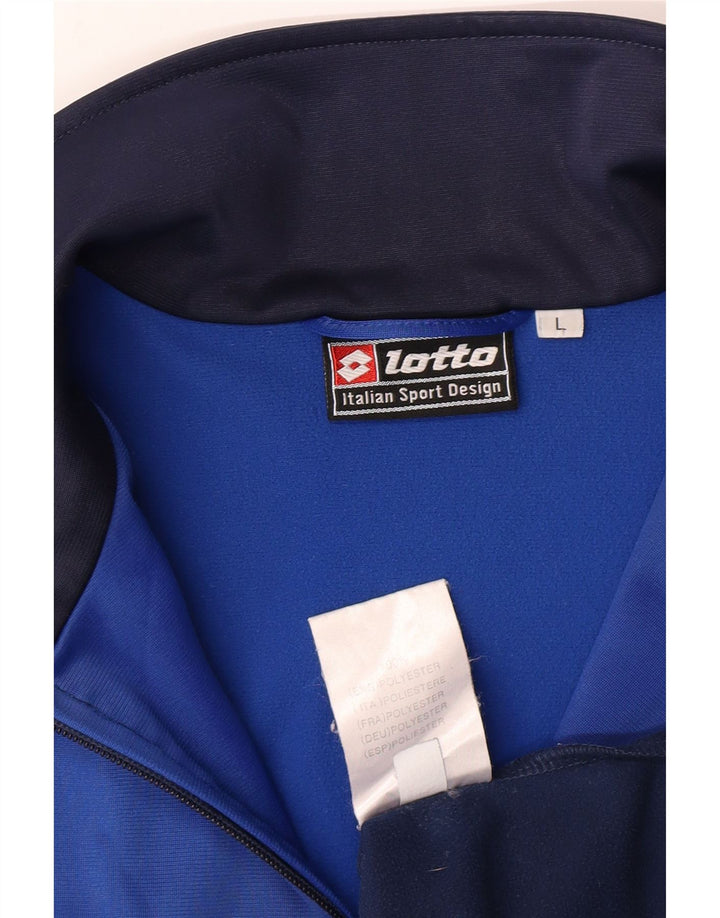 LOTTO Mens Tracksuit Top Jacket Large Navy Blue Colourblock Polyester