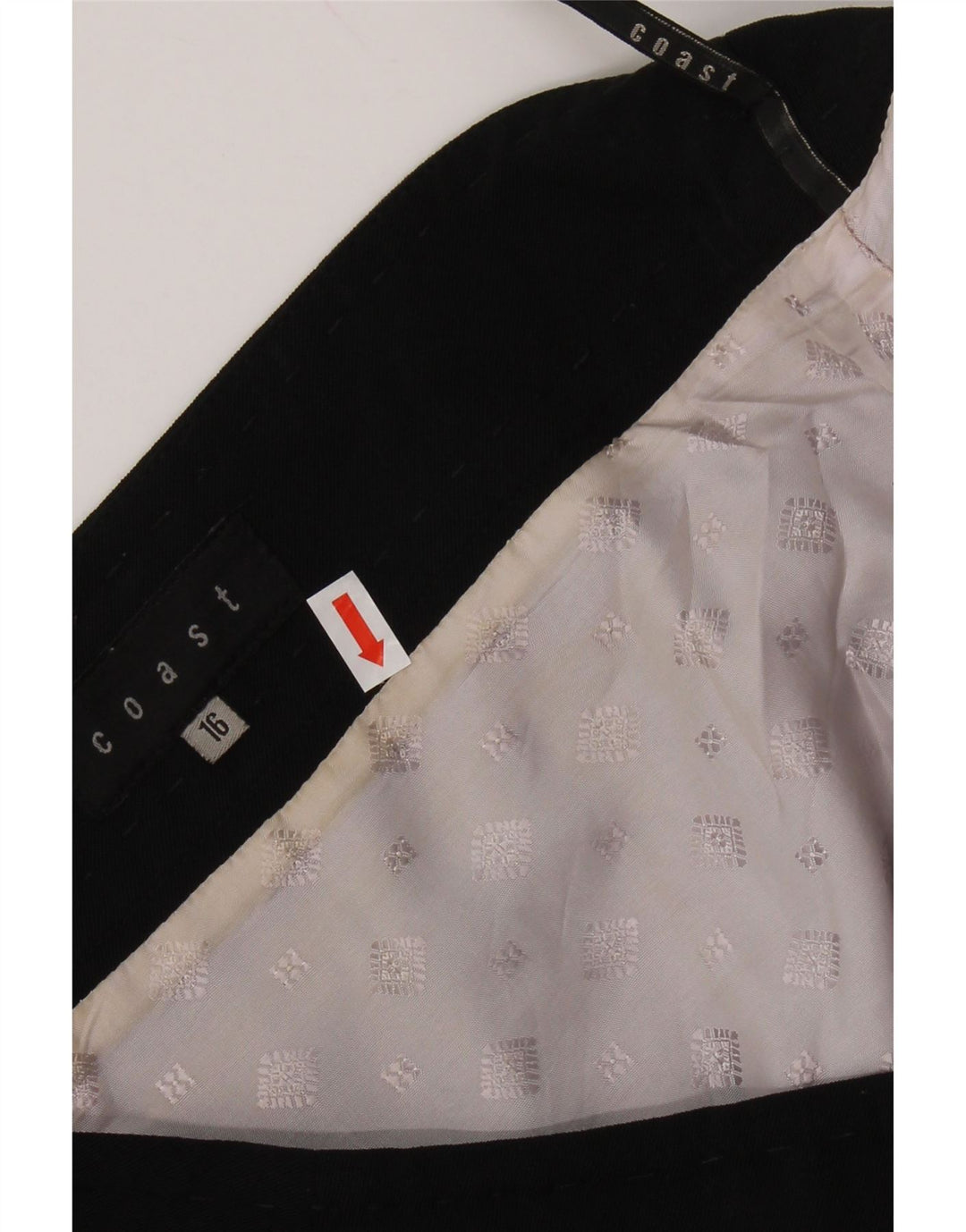 COAST Damska spódnica w kształcie litery A UK 16 duża W34 Czarny poliester