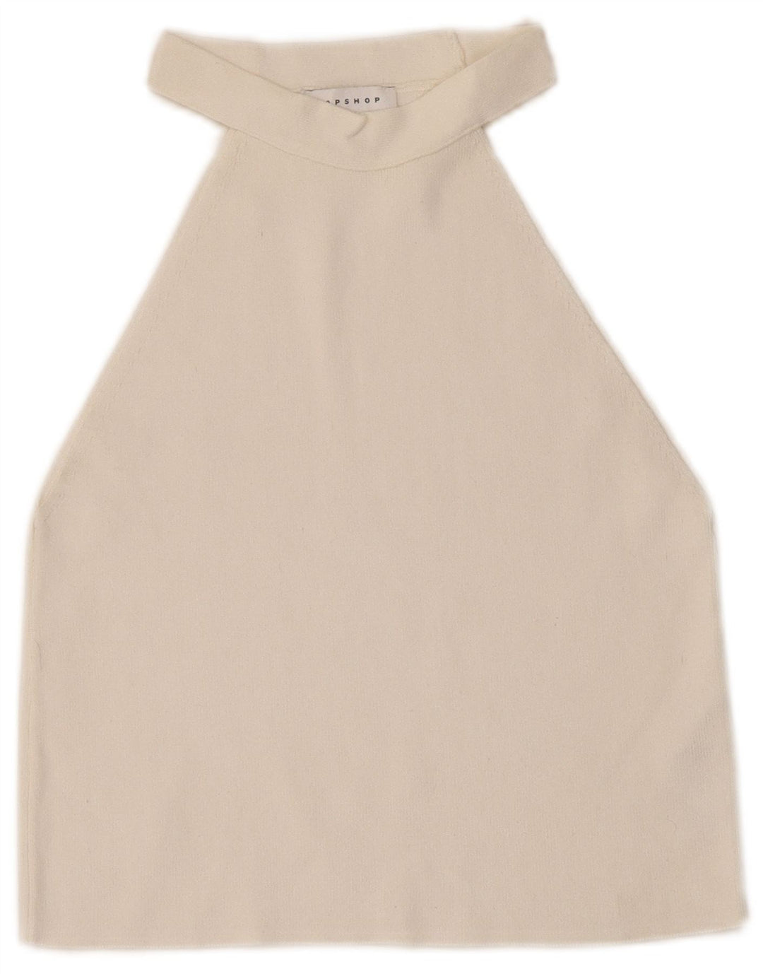 Topshop damski krótki top wiązany na szyi UK 8 Small, biała wiskoza