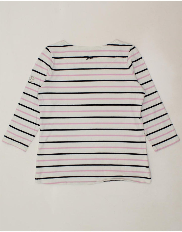 JOULES Womens Top 3/4 Sleeve UK 12 Medium White Striped Cotton Vintage Joules and Second-Hand Joules from Messina Hembry 