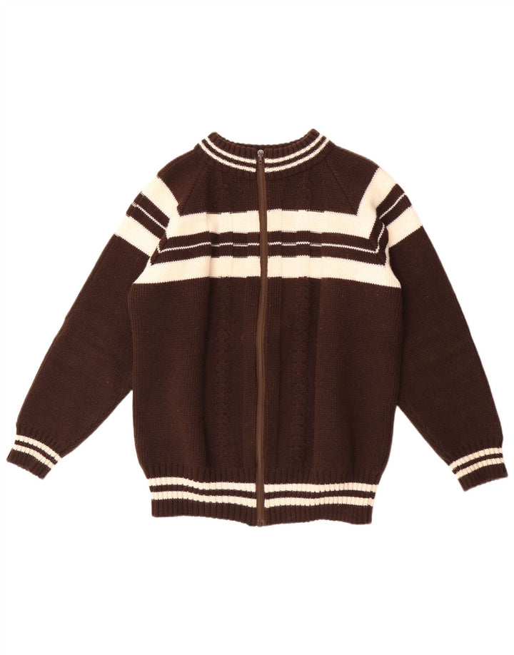 Vintage męski sweter rozpinany w małe brązowe paski