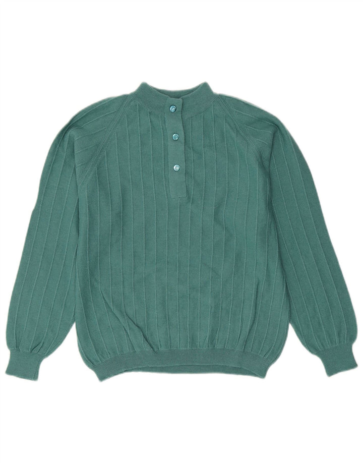 Damski sweter zapinany na guziki w stylu vintage, UK 14, średni zielony