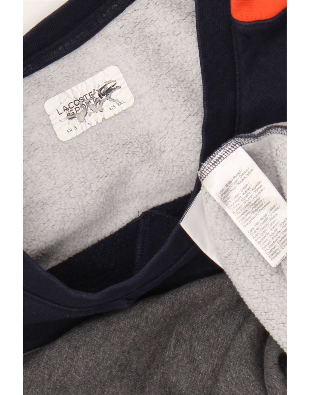 Męska bluza Lacoste, rozmiar 8, 3XL, szara bawełna z blokami kolorów