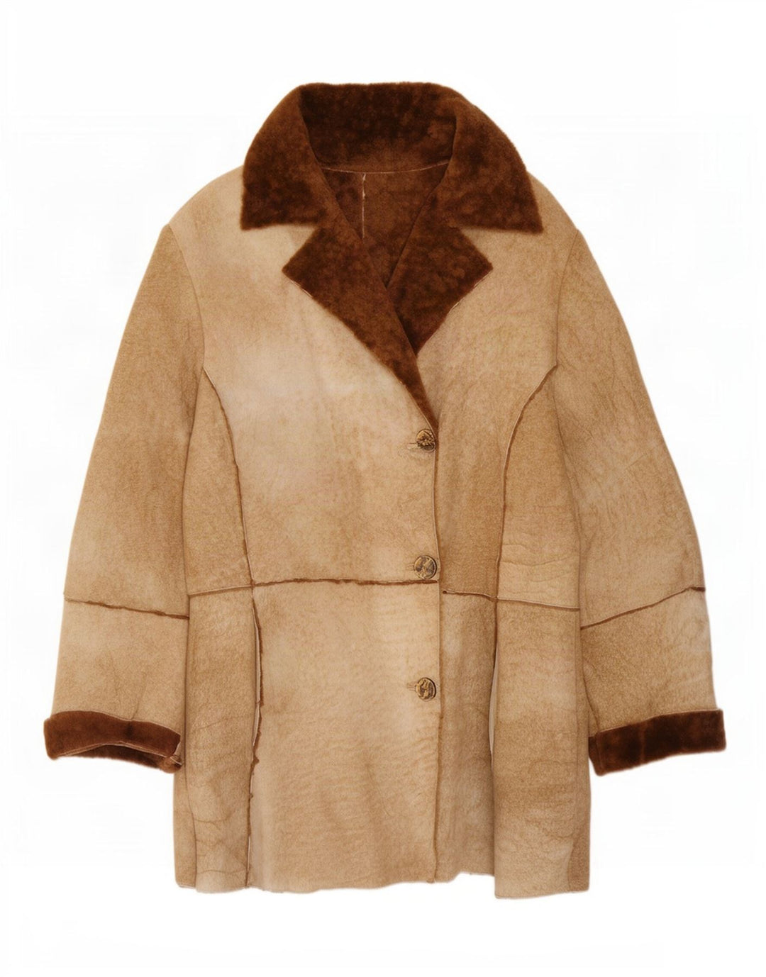Vintage damska kurtka shearling UK 14 średni brąz