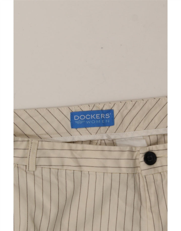 DOCKERS Womens Bermuda Shorts W32 Large  White Pinstripe Vintage Dockers and Second-Hand Dockers from Messina Hembry 