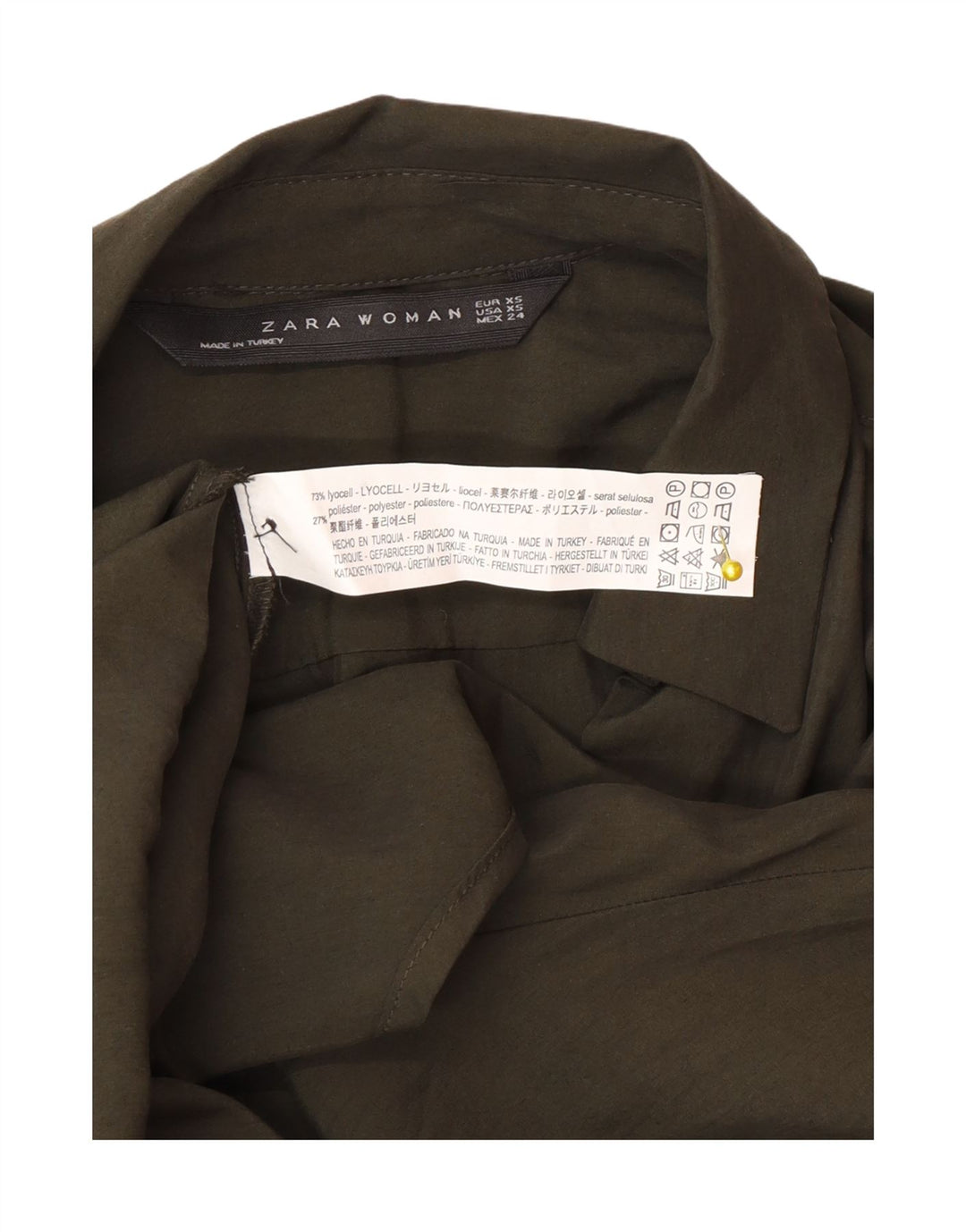 Damska koszula oversize z rękawem 3/4 Zara UK 6 XS Khaki Lyocell